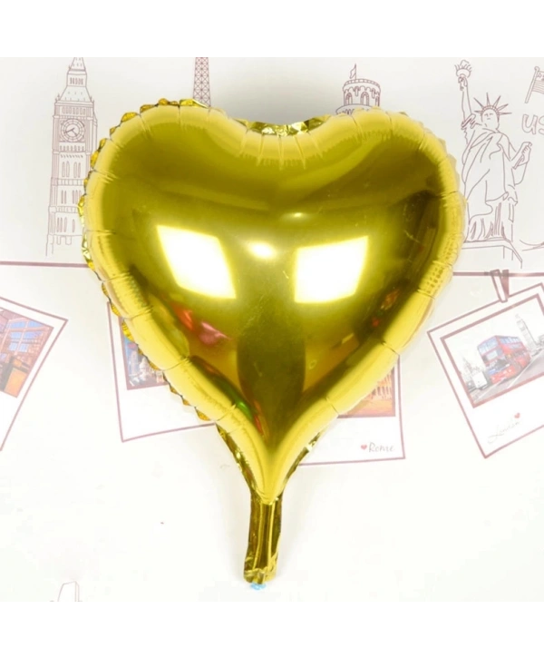 Kalp Uçan Balon Folyo Sarı 80 Cm 32 İnç