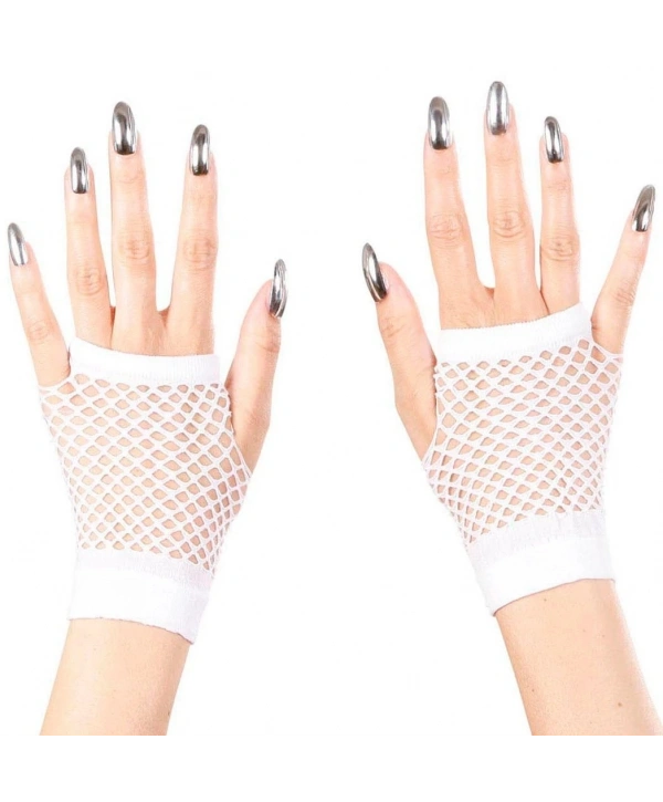 Beyaz Renk Kısa Boy Fileli Örgü Eldiven