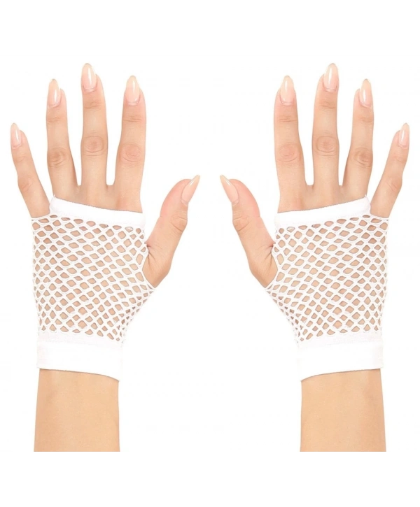 Beyaz Renk Kısa Boy Fileli Örgü Eldiven
