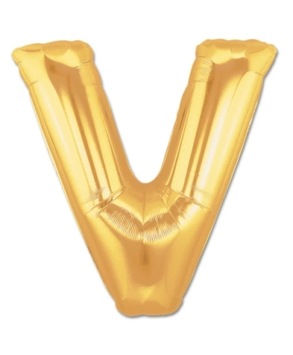 V Harf Folyo Balon Altın Renk  40 İnç