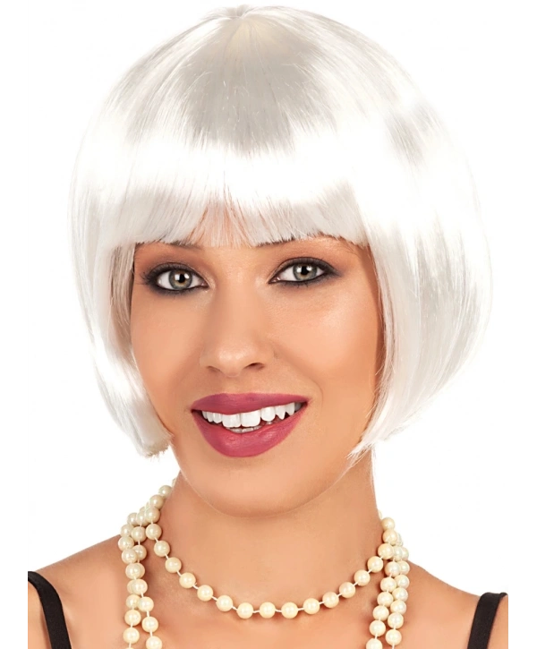 Beyaz Renk Parti Peruğu Kısa Küt Saç