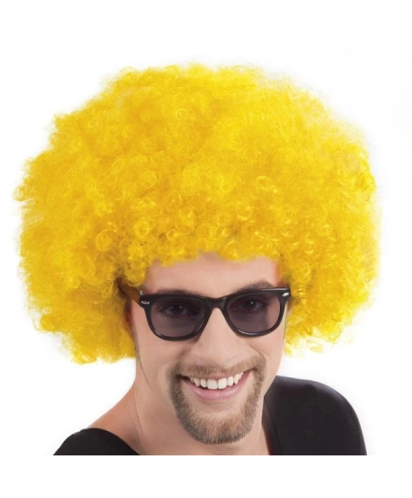 Sarı Renk Kıvırcık Afro Bonus Peruk