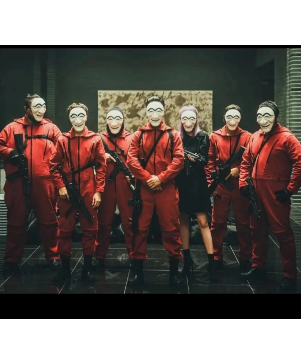 Koreli Hırsız Teatral Hahoe Maskesi - Para Heist Maskesi - Dali Maskesi