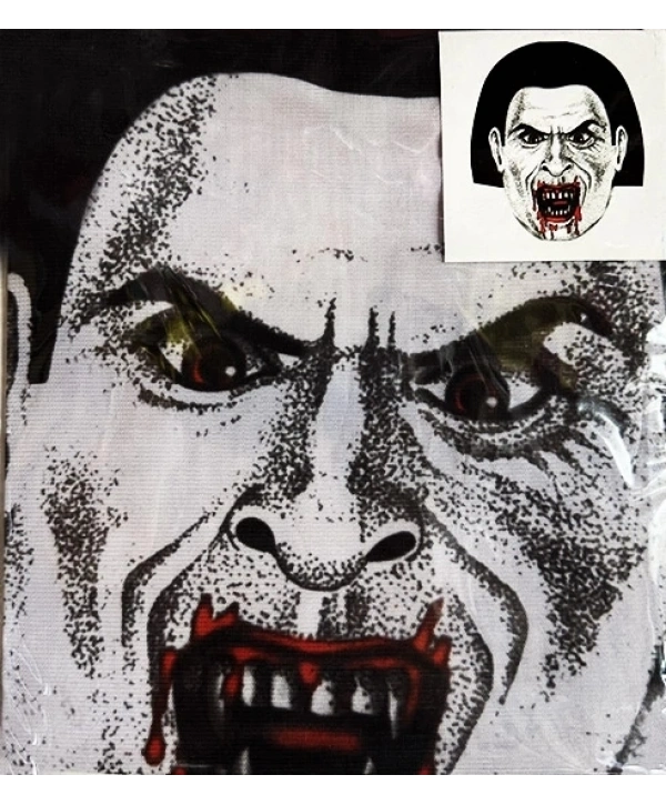 Yüze Yapışan Kafaya Tam Geçmeli Streç Kanlı Vampir Maske Bez Maske Model 2-2