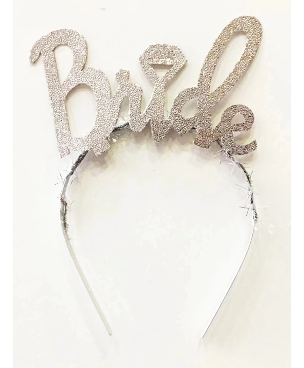 Gümüş Renk Bekarlığa Veda İtalik Yazı Alyanslı Bride Taç