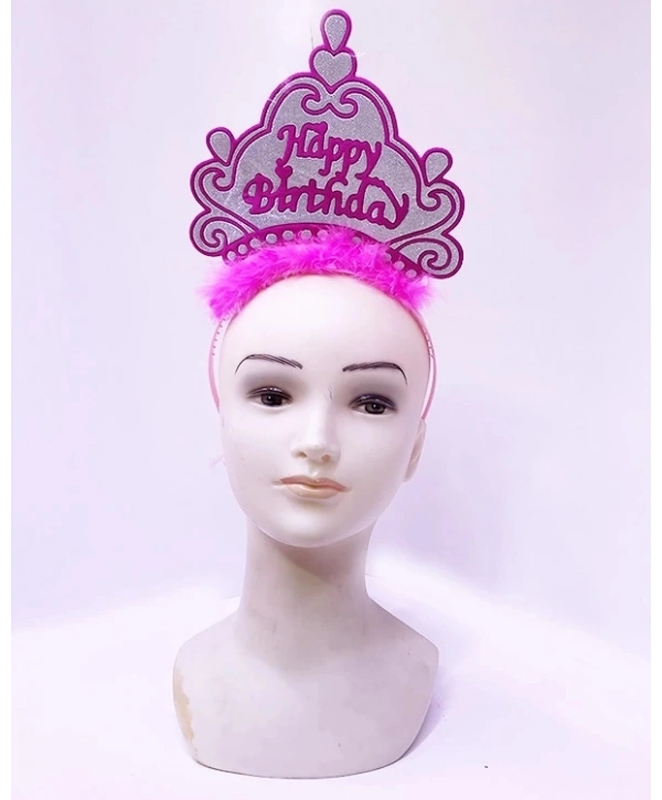 Happy Birthday Neon Pembe Renk Doğum Günü Tacı 24x15 Cm