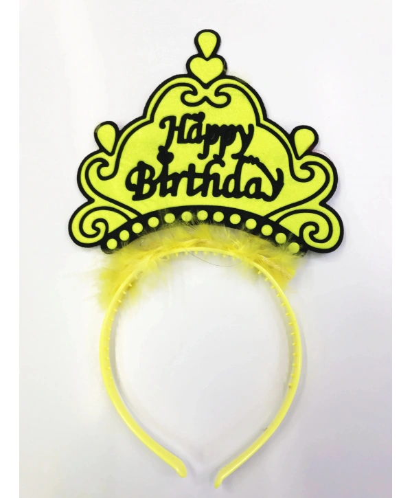 Happy Birthday Yazılı Neon Renk Taç 12 Adet