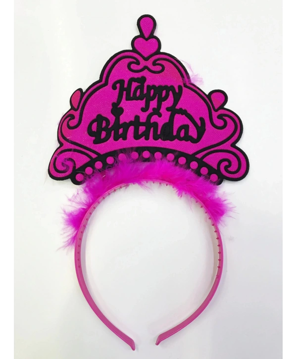 Happy Birthday Yazılı Neon Renk Taç 12 Adet