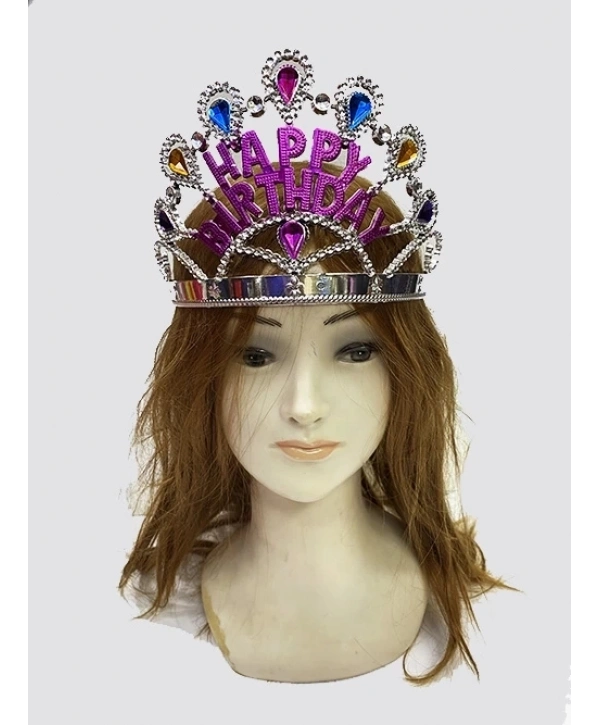 Gümüş Renk Happy Birthday Yazılı Doğum Günü Tacı 60 Cm