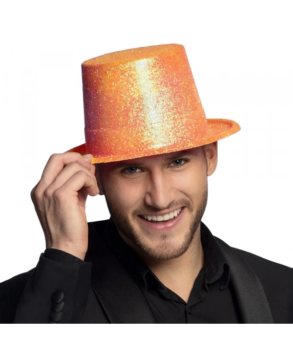 Floresan Turuncu Renk Simli Uzun Fötr Melon Şapka 12 Cm