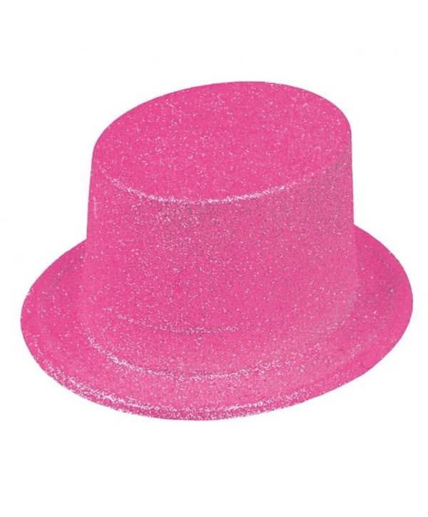 Floresan Pembe Renk Simli Uzun Fötr Melon Şapka 12 Cm