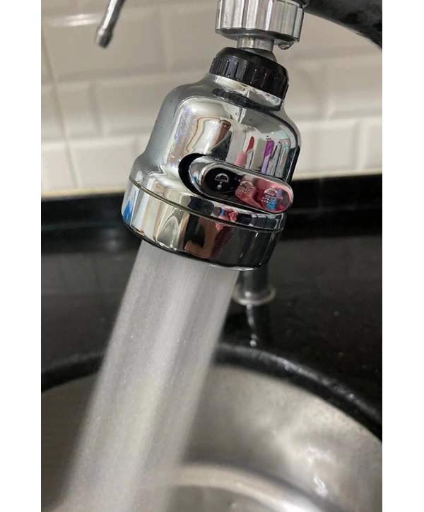 Krom 3 Fonksiyonlu Mutfak Lavabo Başlığı 360 Derece Döner Musluk Ucu