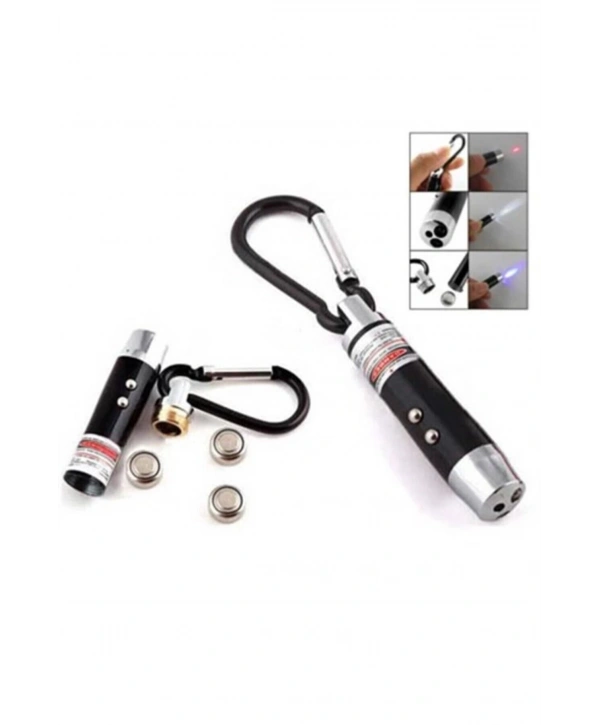 El Feneri Anahtarlık Işıklı Anahtarlık 3 Fonksyonlu Lazer Led Fener
