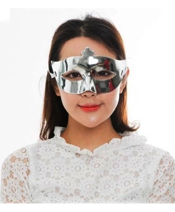 Gümüş Renk Kostüm Partisi Ekstra Parlak Balo Maskesi 15x10 Cm