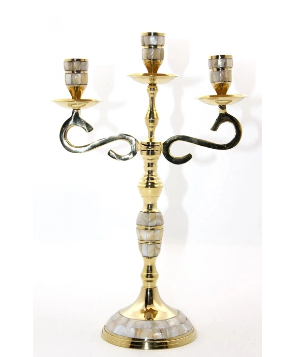 Pirinç Sedefli 3lü Şamdan 18912