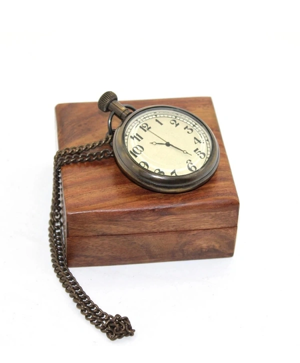 Ahşap Kutulu Pirinç Köstekli Saat 16155