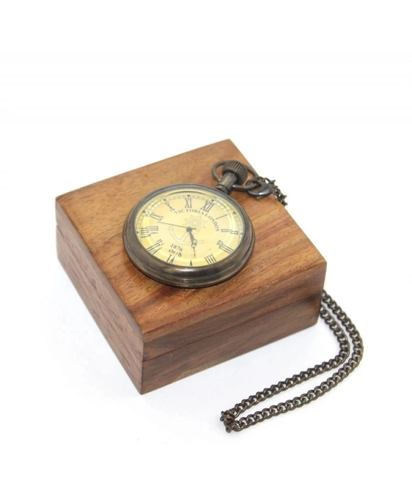 Ahşap Kutulu Pirinç Köstekli Saat 16156