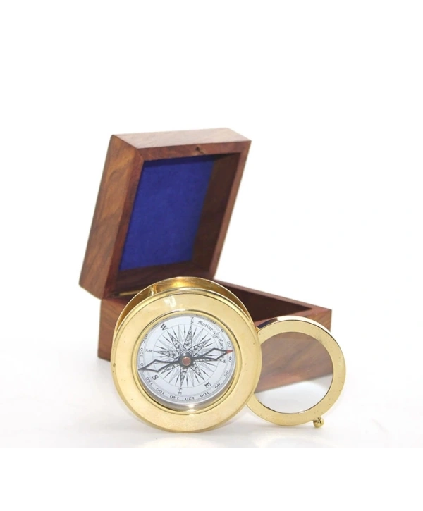 Ahşap Kutulu Pirinç Mercekli Pusula 16040