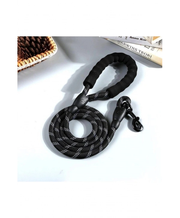 Köpekler İçin Gezdirme Tasması Reflektörlü 130 Cm Halat Orta Ve Büyük Boy Köpekler İçin Siyah