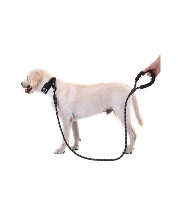 Köpekler İçin Gezdirme Tasması Reflektörlü 130 Cm Halat Orta Ve Büyük Boy Köpekler İçin Siyah