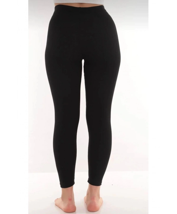 Kadın Siyah Termal Tayt İçi Şardonlu