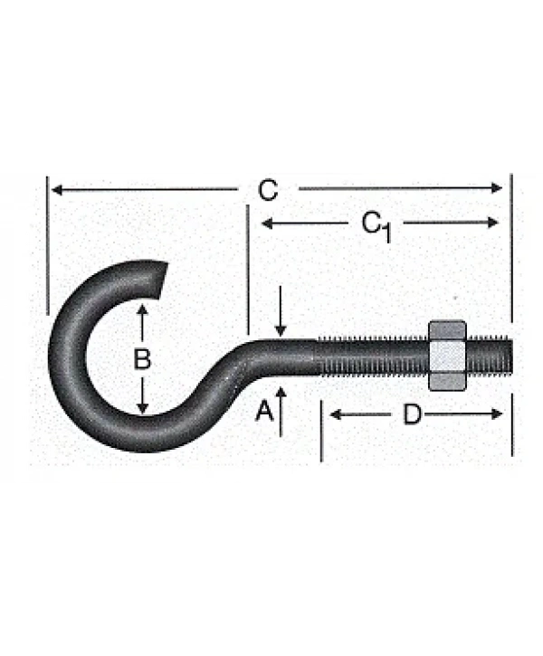 Açık Metrik Kanca M4 - 100 Adet