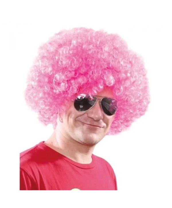 Açık Pembe Renk Kıvırcık Afro Bonus Peruk