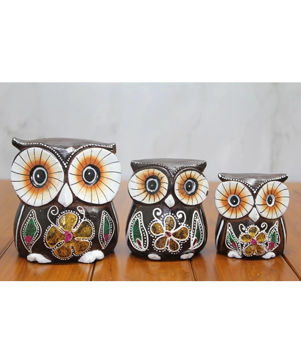 Ahşap 3lü Baykuş Seti Polos:1