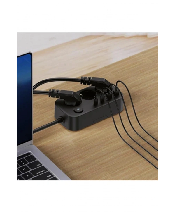 Akım Korumalı Priz 2 Usb + 2 Type-c Girişli 2 Metre Kablosu Anahtarlı Ve Duvara Monte Edilebilir