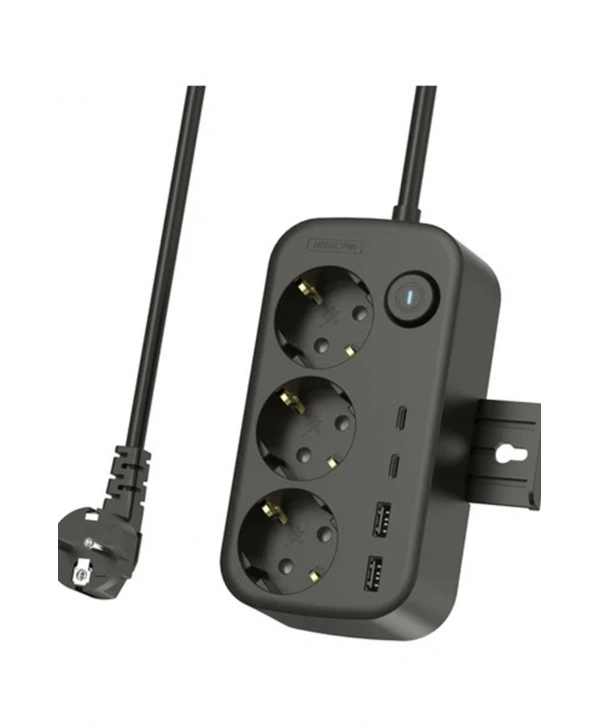 Akım Korumalı Priz 2 Usb + 2 Type-c Girişli 2 Metre Kablosu Anahtarlı Ve Duvara Monte Edilebilir