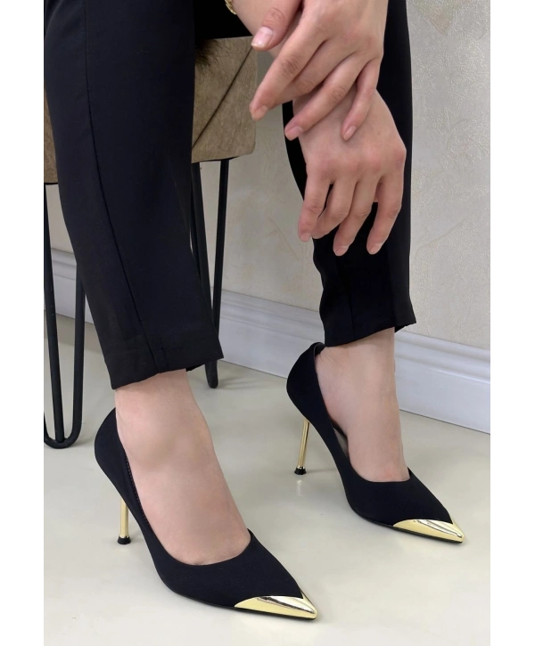 Alis Siyah Saten Stiletto Ayakkabı