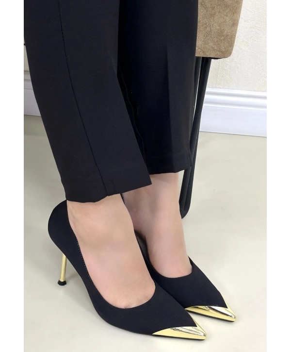 Alis Siyah Saten Stiletto Ayakkabı