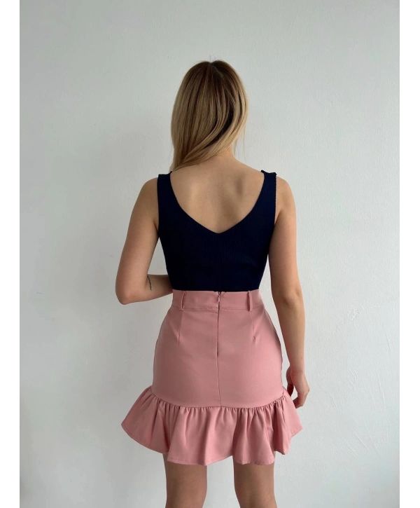 Altı fırfırlı etek pudra s24817