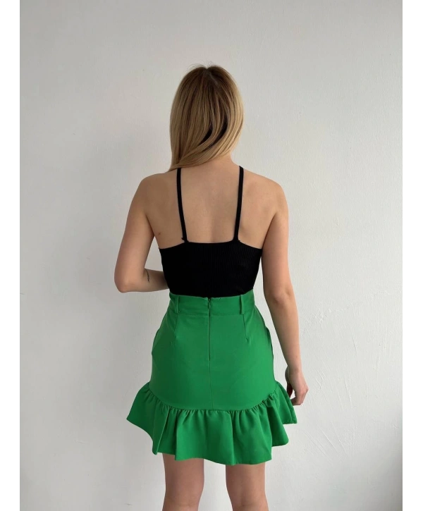 Altı fırfırlı etek yeşil s24817