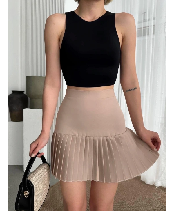 Altı pliseli mini etek