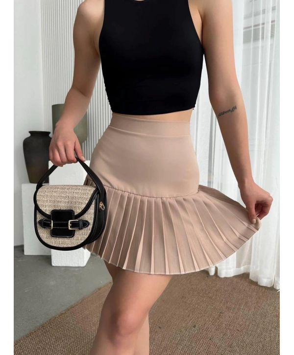Altı pliseli mini etek