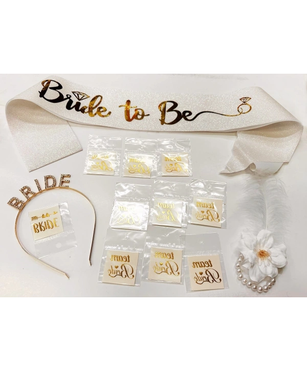 Altın Renk Bride Partisi Taç Kuşak Dövme Bileklik Seti Full 13 Parça