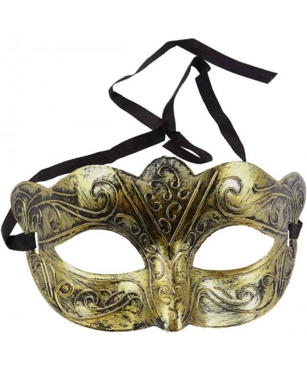 Altın Renk Eskitme Maskeli Balo Maskesi – Venedik Tarzı Parti Maskesi