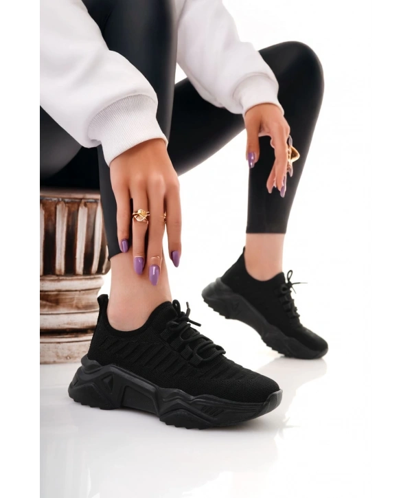 Ante Siyah Triko Bağcıklı Spor Ayakkabı