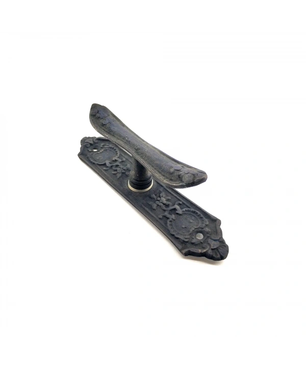 Antika Tarz Dekoratif Pirinç Çiçekli Pencere Kolu - 165x38 Mm, Oksit