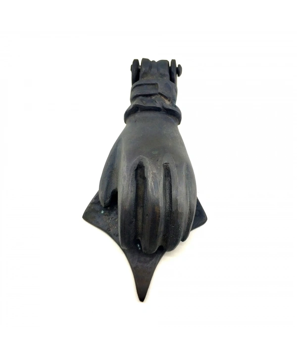 Antika Tarz Dekoratif Pirinç El Kapı Tokmağı, Taktak - 167x75 Mm, Oksit