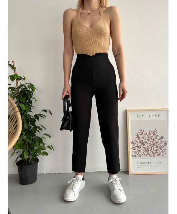 Atlas fletolu pantolon siyah