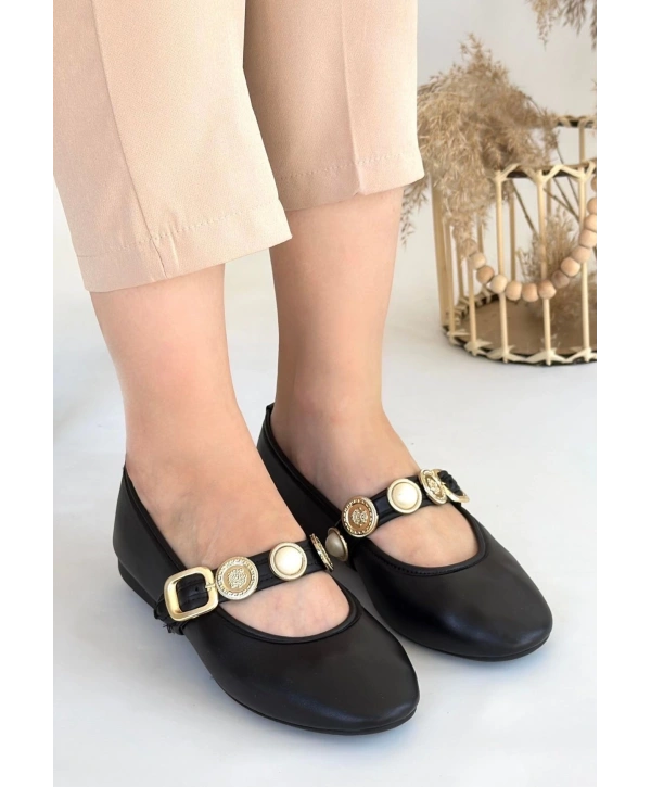 Atnis Siyah Cilt Babet Ayakkabı