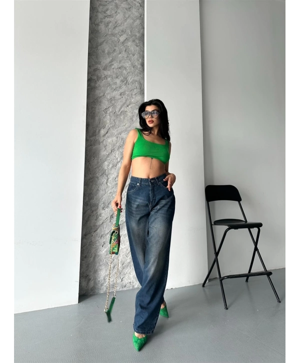 Baggy süper taş bıyık yıkama kahve tint jeans pantolon d2007