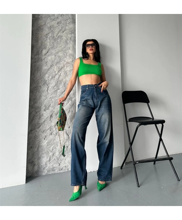 Baggy süper taş bıyık yıkama kahve tint jeans pantolon d2007