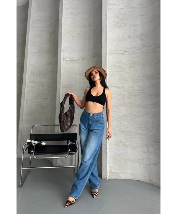 Baggy süper taş bıyık yıkama mavi jeans pantolon d2007