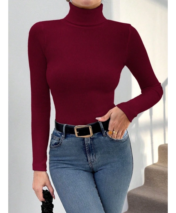 Balıkçı yaka dar kesim kaşkorse kazak Bordo