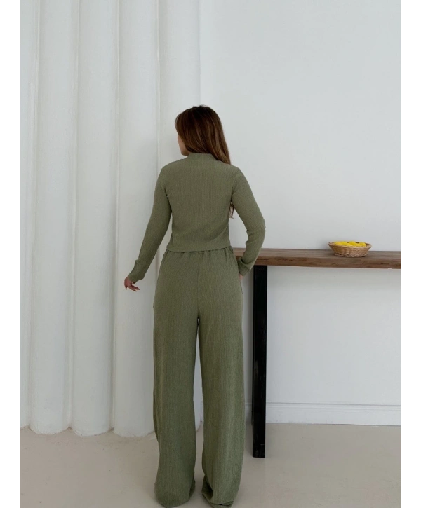 Balıkçı yaka örme takım mint st265865