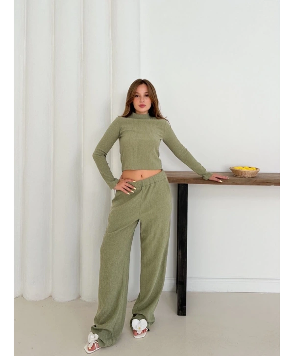 Balıkçı yaka örme takım mint st265865