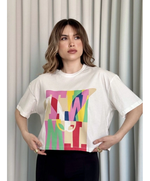 Baskılı crop tişört